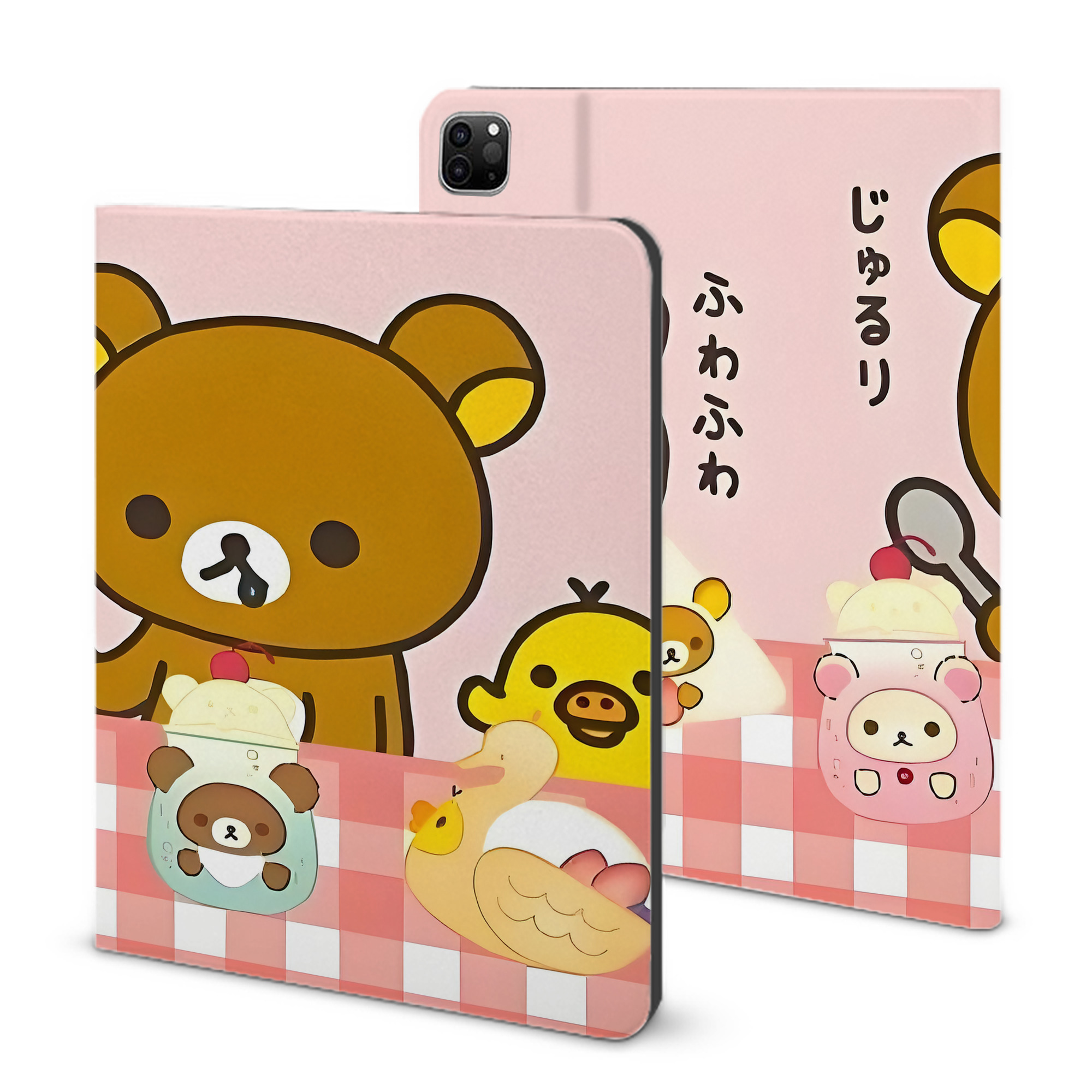 （画像用） リラックマ リラックマ キイロイトリ Rilakkuma Korilakkuma Kiiroitori IPad ケース ブック型 PUレザー TPU 耐衝撃 軽量 薄型 ペン収納なし 全面保護 IPad 各モデル対応